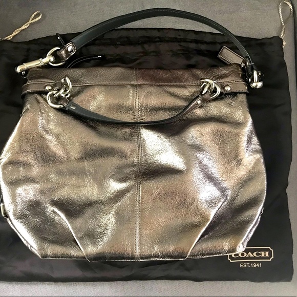 Coach Brooke Metallic Leather Purse. Approx. 14″L x 11”H x 4”W. Like New!! - Picture 1 of 6